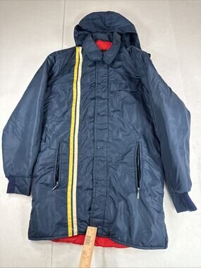 Vintage 70s Golden Fleece Spiewak Work Deck Jacket Navy Yellow Stripe Size 38 M